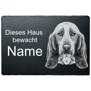 Schiefertafel Hund - Bluthund 20x30 cm | schwarz