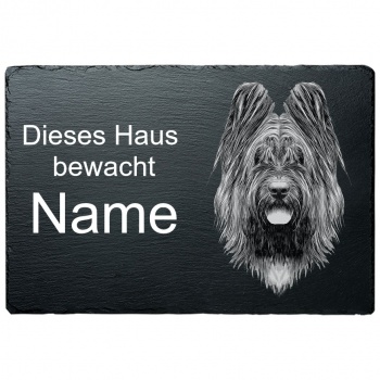 Schiefertafel Hund - Briard 20x30 cm | schwarz