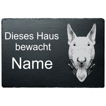 Schiefertafel Hund - Bullterrier 20x30 cm | schwarz