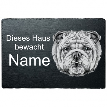 Schiefertafel Hund - Englische Bulldoge 20x30 cm | schwarz