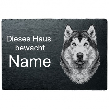 Schiefertafel Hund - Husky 20x30 cm | schwarz