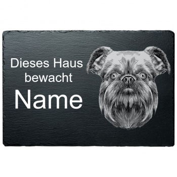 Schiefertafel Hund - Zwerggriffon 20x30 cm | schwarz