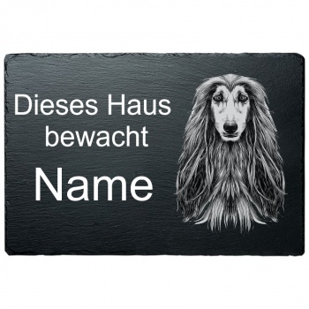 Schiefertafel Hund - Afgahnischer Windhund 20x30 cm | schwarz