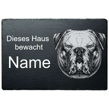 Schiefertafel Hund - Amerikanische Bulldoge 20x30 cm | schwarz