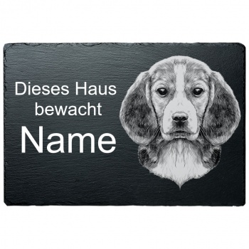 Schiefertafel Hund - Beagle 20x30 cm | schwarz